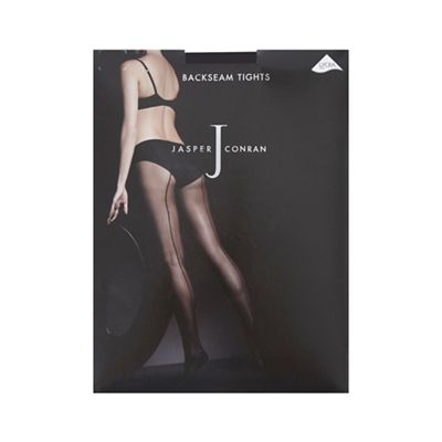 J by Jasper Conran Black sheer back seam tights